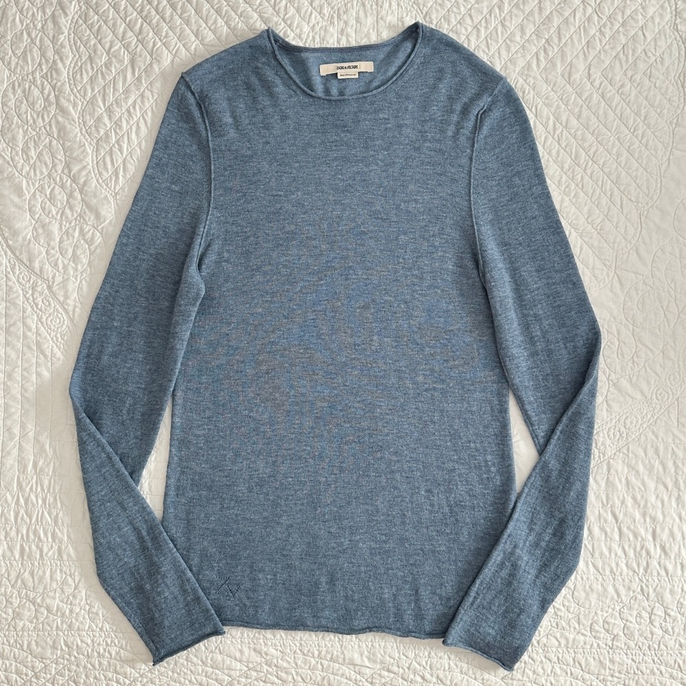 Zadig & Voltaire Teiss Cashmere Sweater Denim Blue Featherweight
